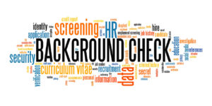 Word cloud with Background Check in the center.